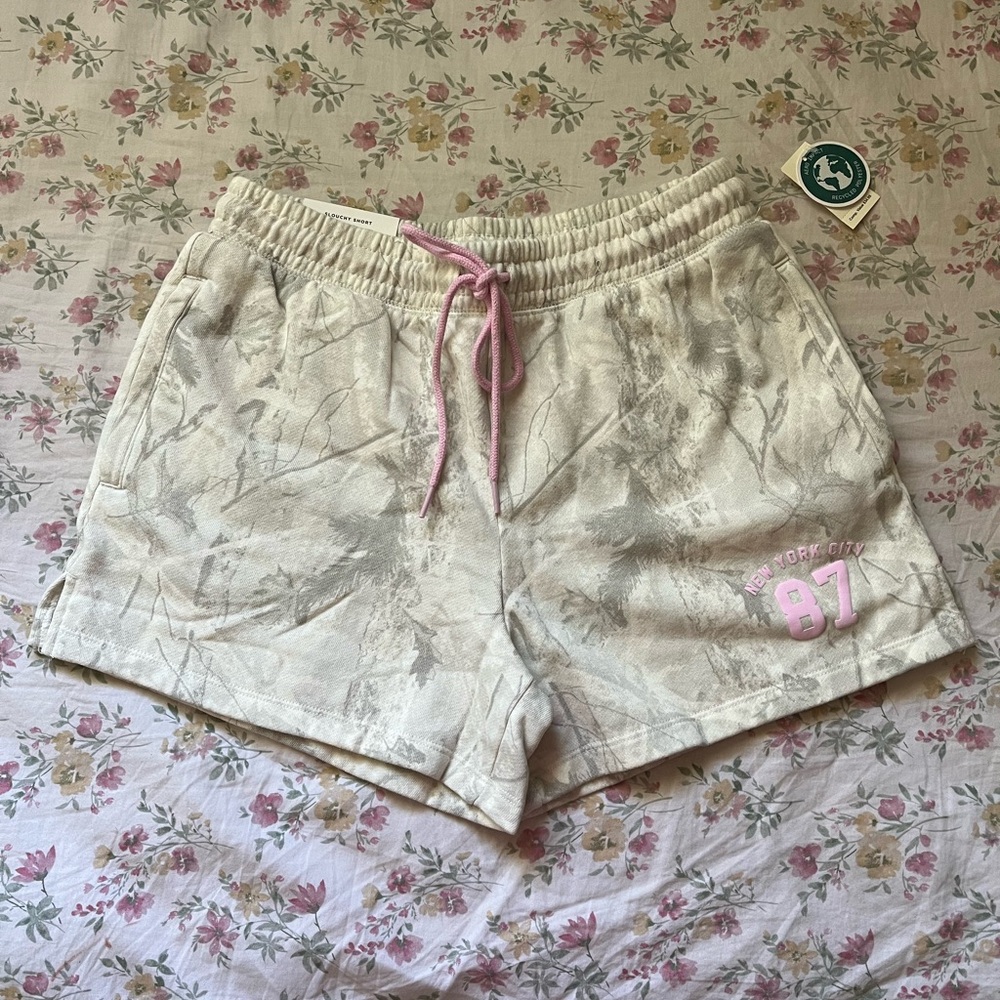 Aeropostale Tan and Pink Athletic Shorts Elastic Waistband
